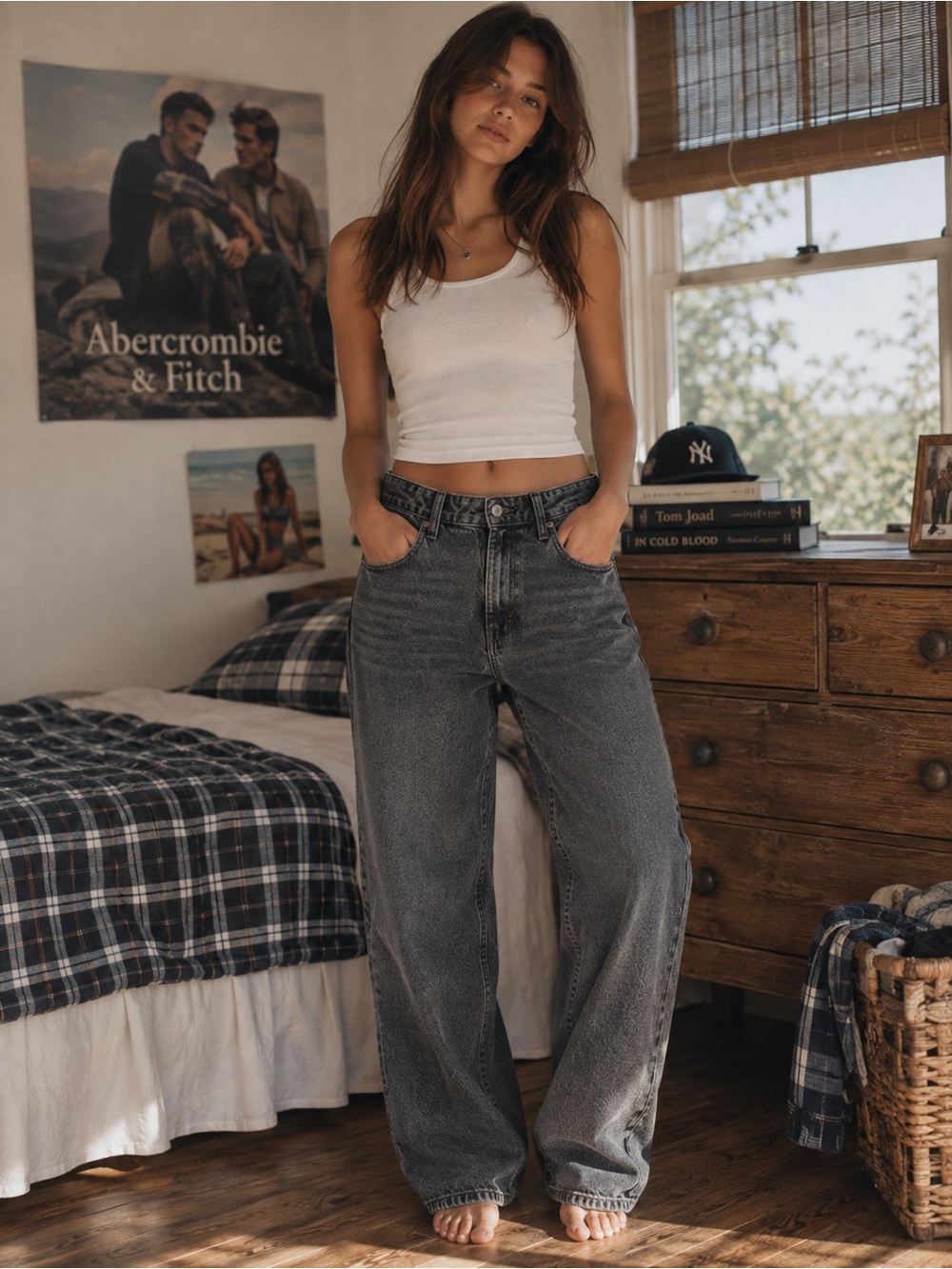 Abercrombie & Fitch The 90s Relaxed Jean Curve Love High Rise 31 / 12R Black
